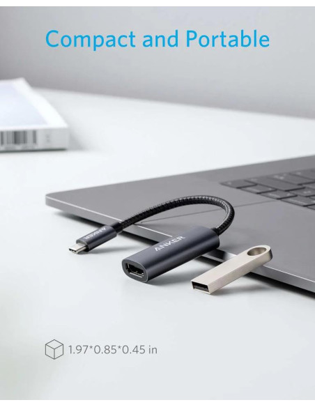 Adaptor video Anker, USB Type-C la HDMI(M), rezolutie 4K la 60Hz, PVC, negru, "A83120A2" - 194644075804