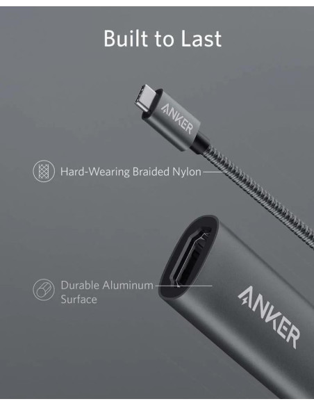 Adaptor video Anker, USB Type-C la HDMI(M), rezolutie 4K la 60Hz, PVC, negru, "A83120A2" - 194644075804