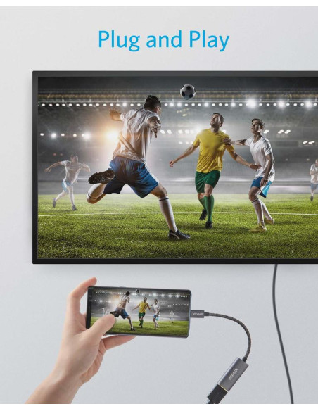 Adaptor video Anker, USB Type-C la HDMI(M), rezolutie 4K la 60Hz, PVC, negru, "A83120A2" - 194644075804