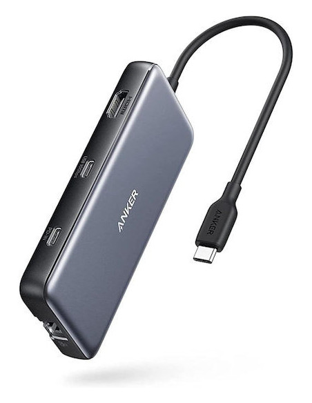 DOCKING Station Anker 555 8-in-1, porturi: 2 x USB-C, 2 x USB-A, HDMI 4K @60Hz, 1 x RJ-45 10 Gbps, PD 85W, conectare prin USB-C,