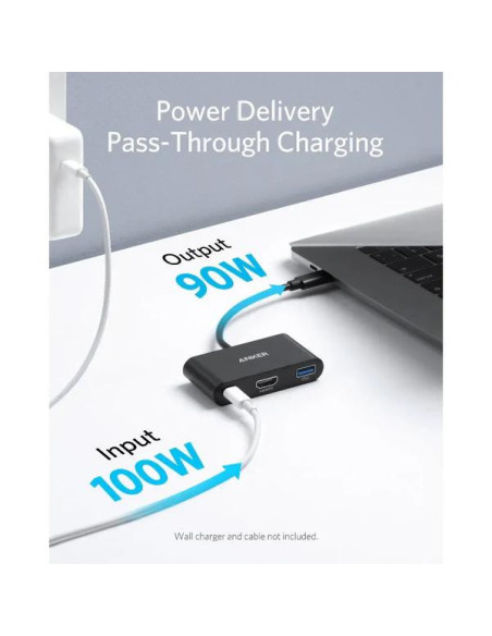 DOCKING Station Anker 3-in-1, porturi: HDMI (M) 4K 30Hz, USB 3.2 gen 1, PD 100W, , conectare prin USB Type-C (T), rata transfer