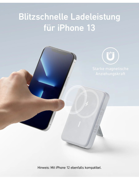 POWER BANK Anker "MagGo" 10.000 mAh, 27W Qi 2.0 15W, suport pliabil, compatibil iPhone 15/14/13/12, 1 x USB-C, afisaj inteligent