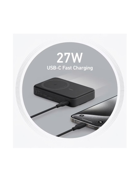 POWER BANK Anker "MagGo" 10.000 mAh, 27W Qi 2.0 15W, suport pliabil, compatibil iPhone 15/14/13/12, 1 x USB-C, afisaj inteligent