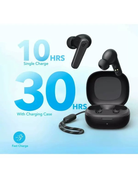 Casti TWS Anker "Soundcore R50i v2", tip butoni, utilizare multimedia, Bluetooth 5.3, 2 x mic, durata baterie pana la 30 ore, al