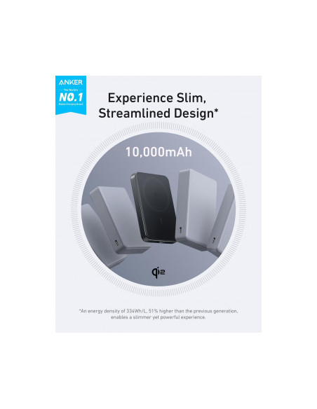 POWER BANK Anker "MagGo" 10.000 mAh, magnetic, wireless, 276 g, negru, "A1664H11" - 0194644203467