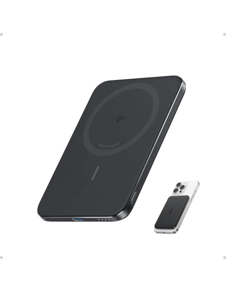 POWER BANK Anker "Nano" 5.000 mAh, 15W MagGo, slim, magnetic, wireless, 1 x USB-C incarcare, 122g, negru, "A1665H11" - 194644235