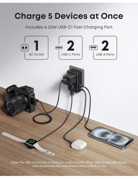 ALIMENTATOR SmartPhone la 220V Anker Anker Nano Travel Adapter (5-in-1, 20W) (H)Offline - UN (excluded CN, Europe) Black 1 "A921