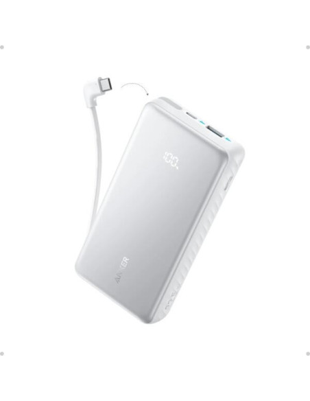 POWER BANK Anker 20.000 mAh, 22.5W Fast charge, 1 x USB-C, 1 x USB-A, afisaj electronic, cablu USB-C inclus, 392, alb, "A110EH21