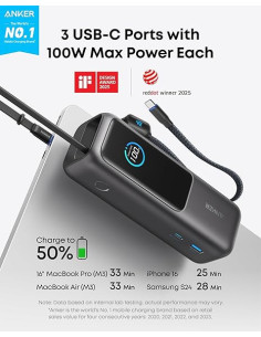 POWER BANK Anker 25.000 mAh, 165W 2 x cablu USB-C... 2