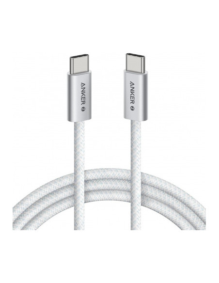 Cablu alimentare si date Anker Zolo, 1m, USB Type-C (T) la USB Type-C (T), 240W, invelis nylon, braided, alb, "A8060H21" - 01946