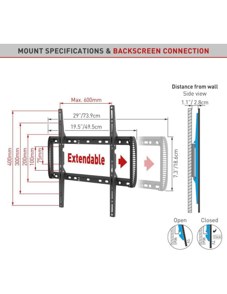 Suport TV / Monitor BARKAN Suport TV perete Barkan fix 13-90" 60kg